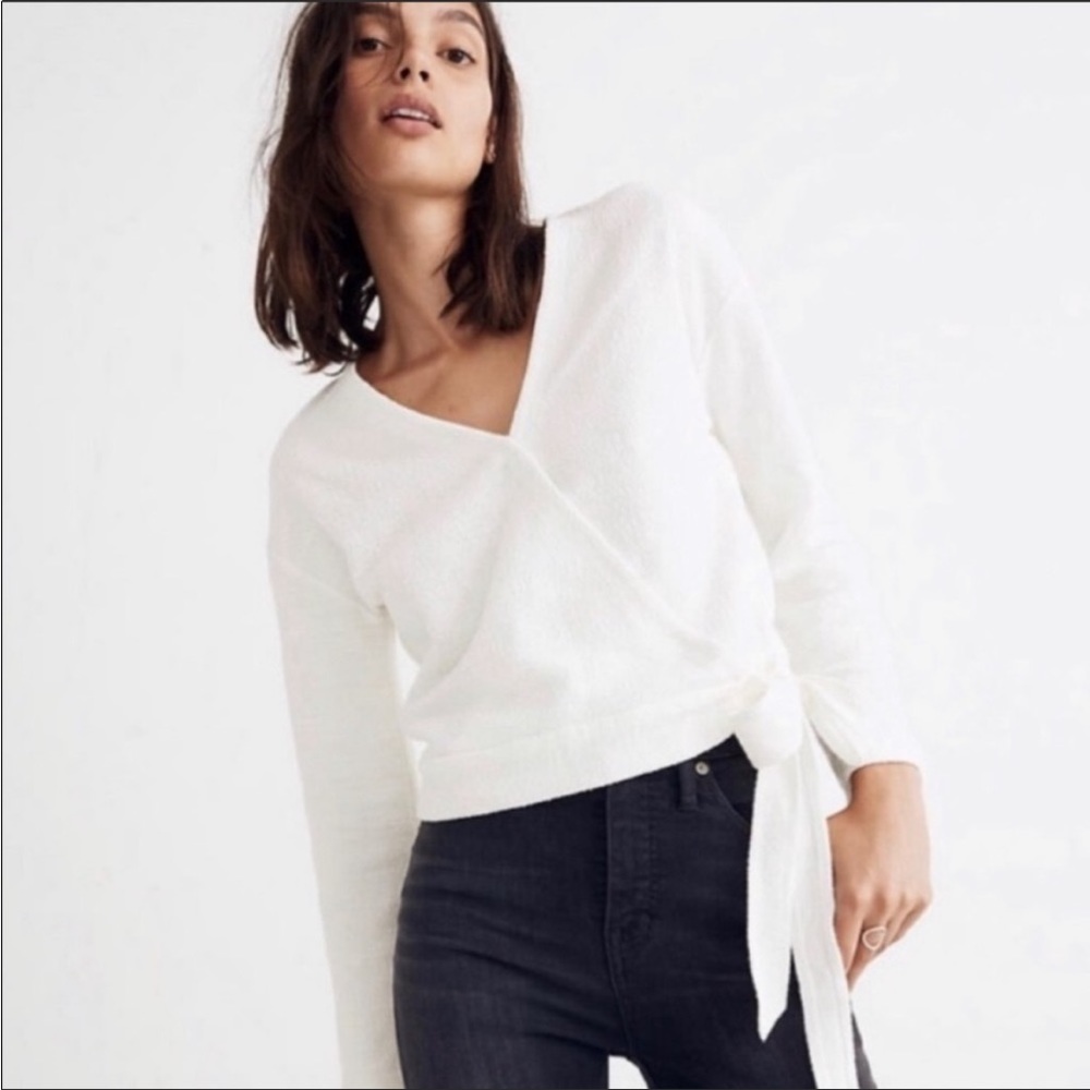 Madewell Cream boucle crossover top